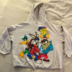 Gray Hoodie with Cartoon Characters